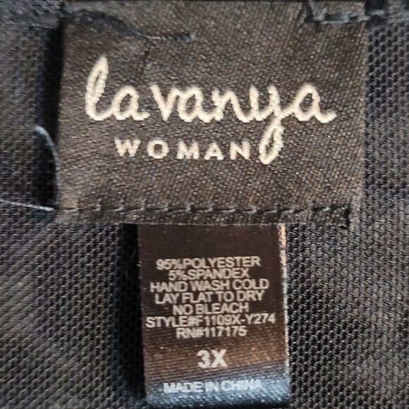 La Vanya Top Womens 3X Black Floral Mesh Babydoll Dark Fairy Bell Sleeve NEW - Picture 8 of 9